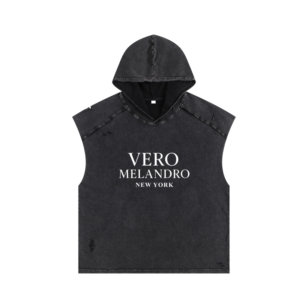 Vero Melandro Snow Washed Boxy Hooded Tank Top